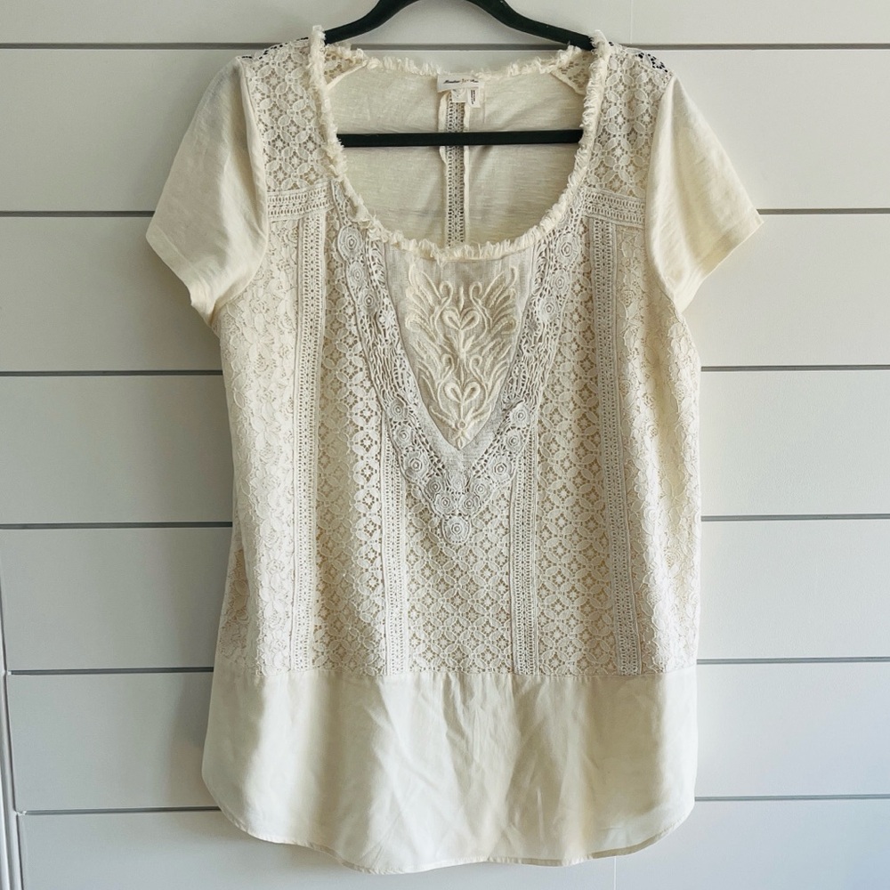 Anthropologie Meadow Rue Cream Lace Blouse
